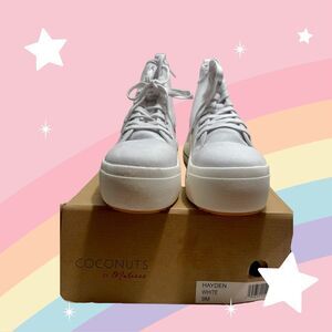 Coconuts by Matisse Hayden White Canvas Platform Sneakers Size 9M New w/ Box